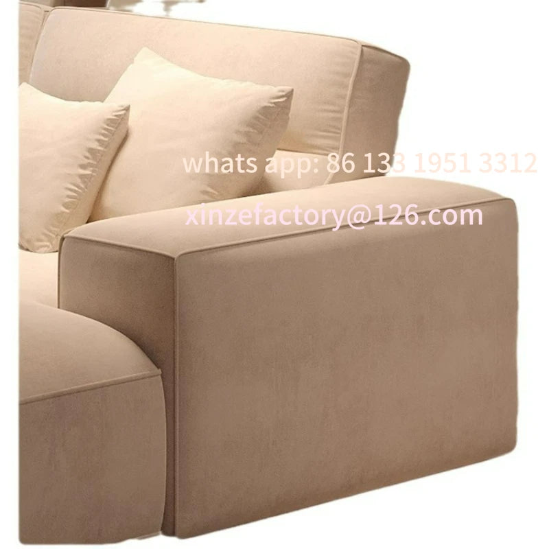 Customizable large flat straight corner combination sofa modern simple matte fabric