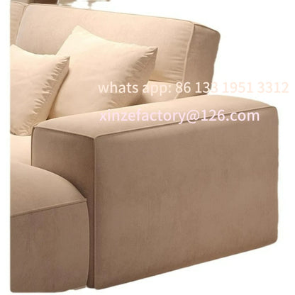 Customizable large flat straight corner combination sofa modern simple matte fabric