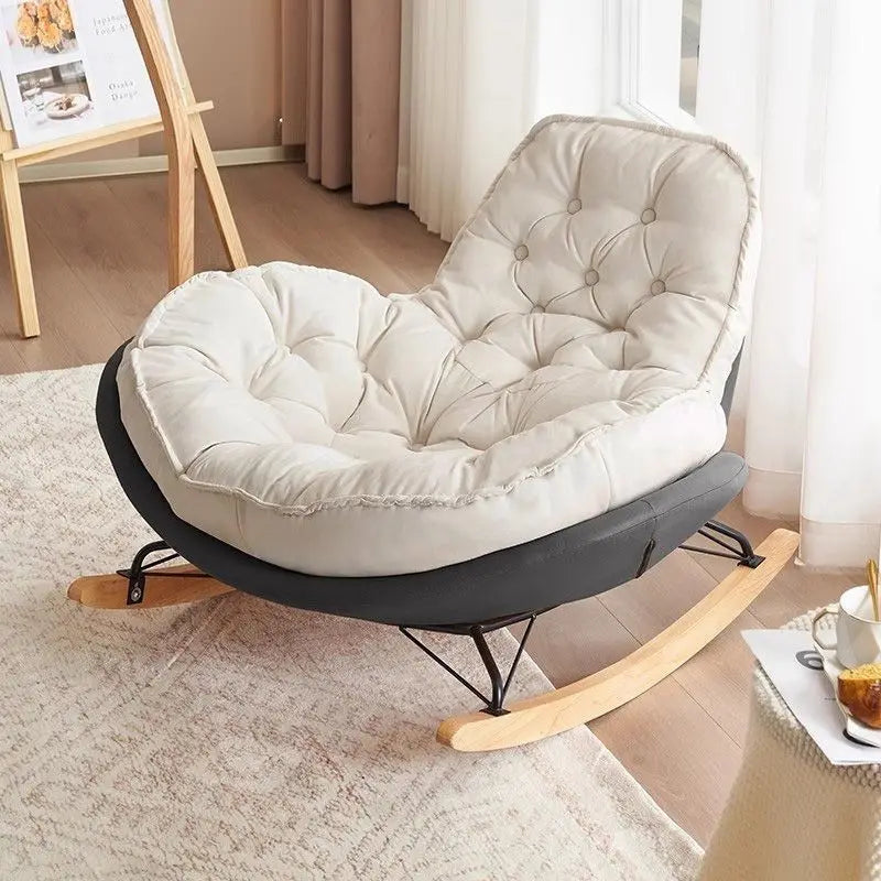 Elegant Nordic Rocking Chair for Living Room Single Penguin Chair Cozy Lazy Sofa Stylish Lounge Chair for Balcony and Patio