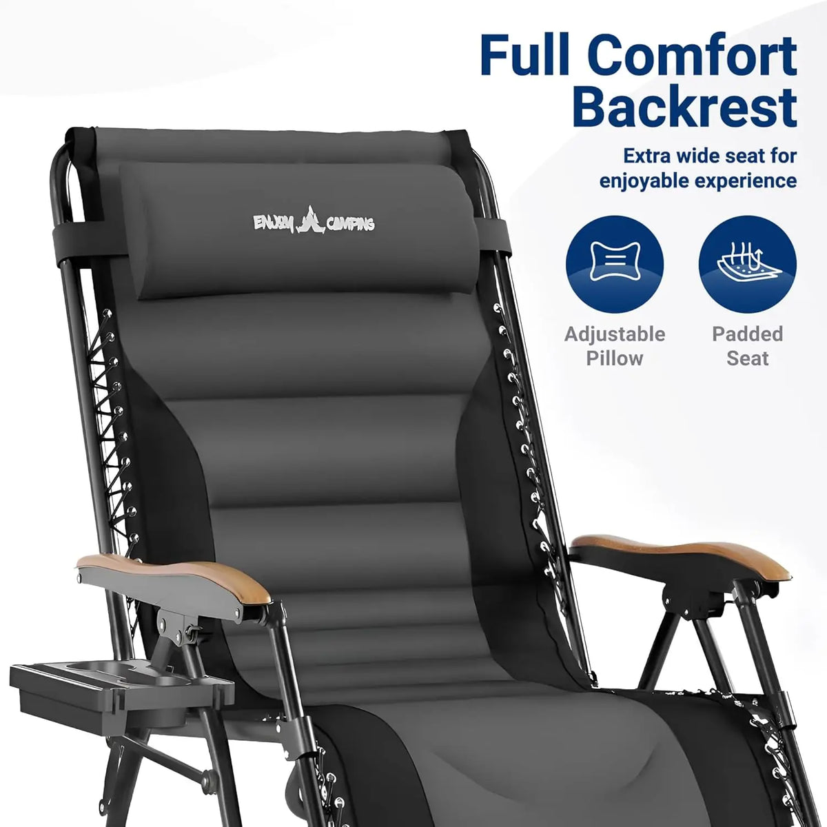 Oversized Zero Gravity Chair Outdoor, Anti Gravity Patio Padding Chairs Folding Adjustable with Cup Holder, Foot Pad & Padded He