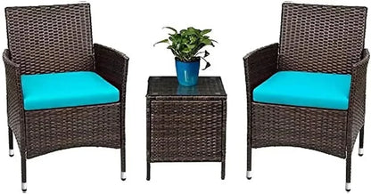 #For Patio Porch Furniture Sets 3 Pieces PE Rattan Wicker Chairs with Table Outdoor Garden Furniture Sets (Brown/Beige)&