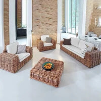 Outdoor sofa courtyard rattan chair three-piece indoor living room sofa combination villa rattan sofa chair sunscreen furniture