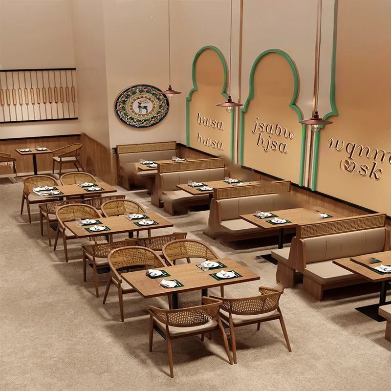 -Southeast Asian Style Dining Set Restaurant Furniture Cafe Dining Room Table and Chair Sets Coffee Set