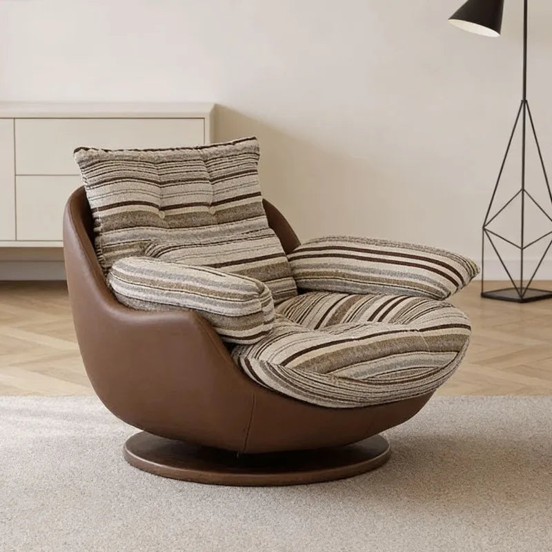 High-end nest chair, antique sofa chair, living room balcony household light luxury fabric single rotating leisure chair