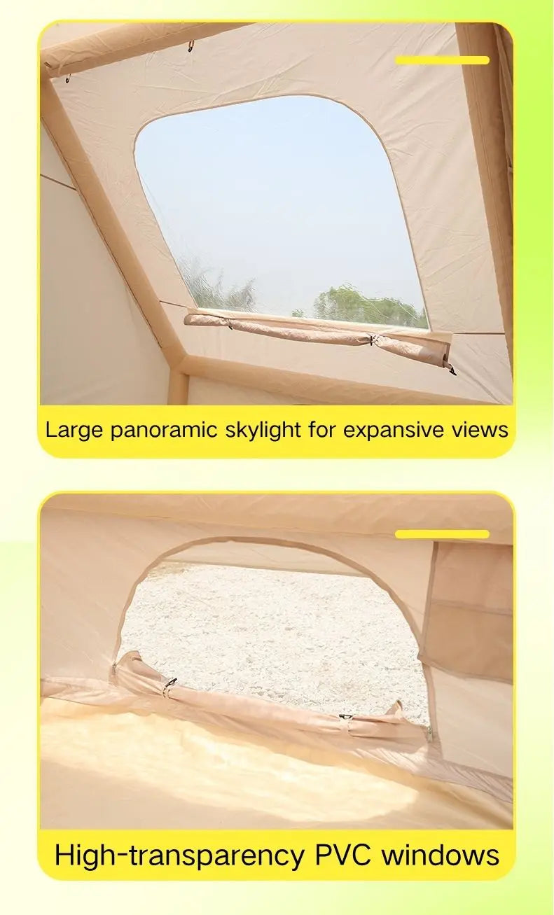 6.3+6 Square Meters Camping Tent with Canopy Electric Air Tent Camping Equipment Inflatable Tent Sun Protection Seaside Beach