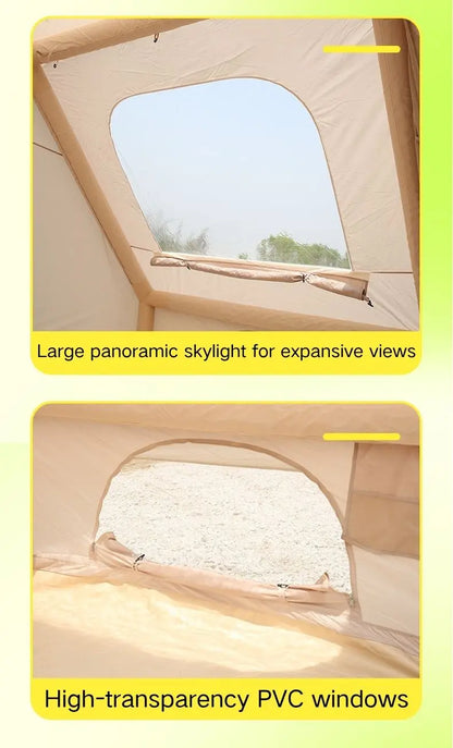 6.3+6 Square Meters Camping Tent with Canopy Electric Air Tent Camping Equipment Inflatable Tent Sun Protection Seaside Beach