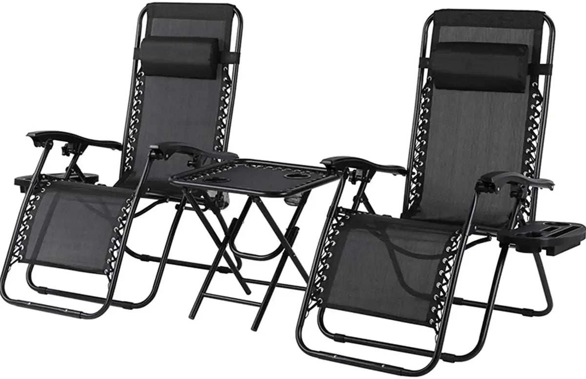 Homfa Garden Sun Lounger Set with Table Folding Adjustable Zero Gravity Recliner Chair Seat Indoor/Outdoor