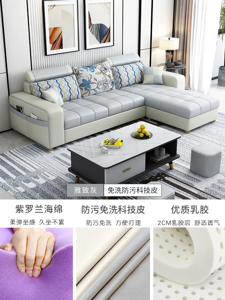 Modern simple fabric sofa living room household small apartment light luxury combination set