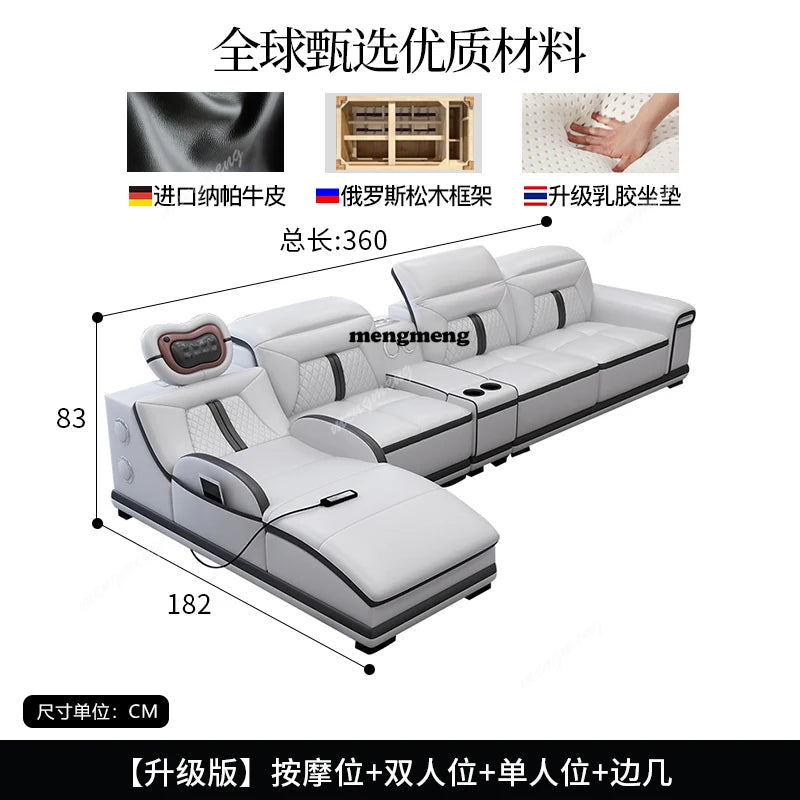 Multifunction Modern Sofas Genuine Leather Minimalist Electric Apartment Living Room Sofas Massage Comfortable Muebles Furniture