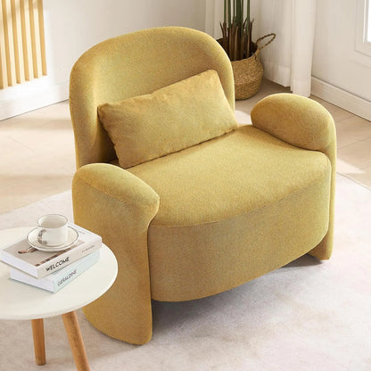 Oversized Accent Chair, Modern Linen Fabric Lounge Armchair for Living Room, Upholstered Comfy Reading Single Sofa, Customized