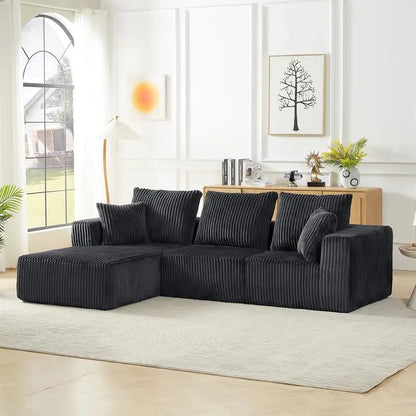 Modular Sectional Sofa, Modern Corduroy Couch with Deep Seat, Upholstered 4-Seater for Living Room, No Assembly Needed, Cozy