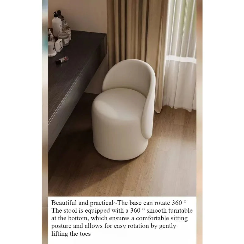 Light luxury Nordic makeup chair bedroom dresser fairy stool high backrest Internet celebrity simple home manicure round stool
