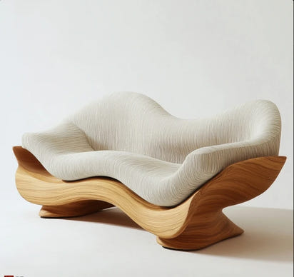 Curved Garden Furniture Living Room Wooden Sofa Sets Solid Wood Patio Sofa