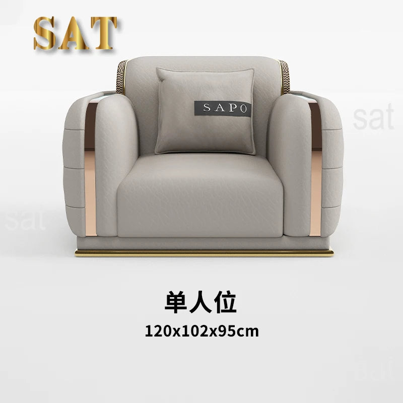 For Luxury Fancy Living Room Sofa Genuine Leather Designer Italian Sofa Loveseat Single Canape Salon De Luxe Apartment Furniture