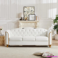 78" Leather Sofa Couch, Soft 3 Seater Sofa Couches for Living Room, Button Tufted Comfy Couch Modern Sofa with Upholstered