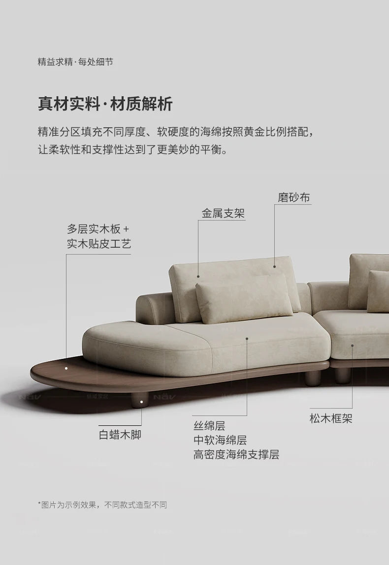 B73 Italian wabi-sabi palm beach fabric sofa living room modern simple curved light luxury, reception sofa