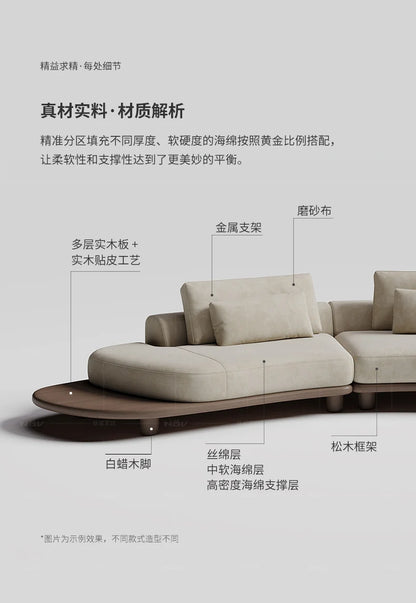 B73 Italian wabi-sabi palm beach fabric sofa living room modern simple curved light luxury, reception sofa