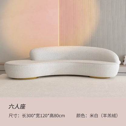 Cream wind light luxury beauty salon living room small apartment creative curved clothing store rest area reception sofa Interne