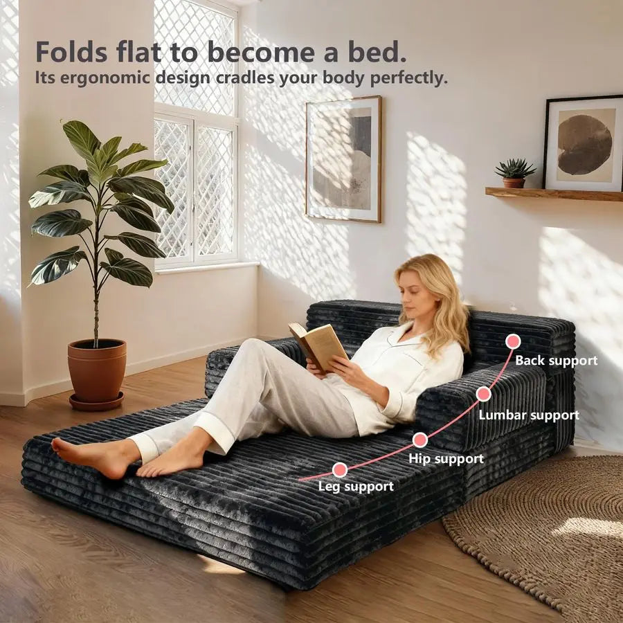 Sofa Bed,Convertible Sofa Bed with Armrest Foldable Sleeper Chair, Portable Folding 4in1 Floor Sofa with Convertible Lounge Chai