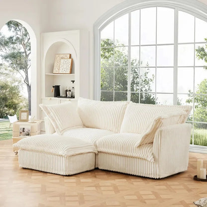 83.4” L-Shaped Comfy 2-Seat Sofa Couch Upholstered Deep Seat Couches With