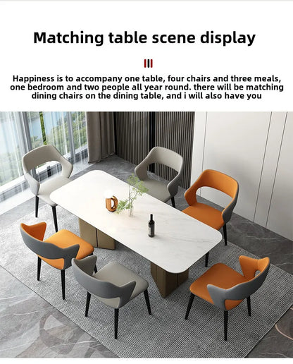 Italian Minimalist Dining Chair Modern Simple Home Chair Hotel Trendy Tech Fabric Makeup Chair Backrest Dining Table furniture