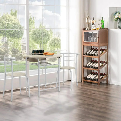 promotion-31.5" Drop Leaf Dining Table 3 Pieces for Small Space,Small Kitchen Table Set for 2,Round Folding Table with 2 Chairs