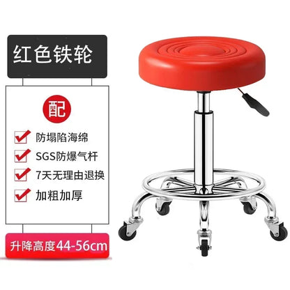 PU Leather Modern Rolling Stool Low Back Height Adjustable Work Salon Drafting Swivel Task Chair with Footrest
