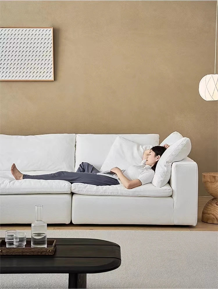 Modern Luxury White Down Feather Cloud Sofa Bed U Shape Modular Cloud Couch Sectional Sofa