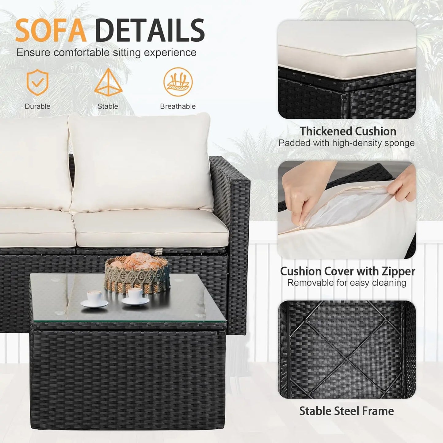Factory Hot Selling Modern Design High Quality PE Rattan Home Sofa Cover for Living Room Hotel Garden