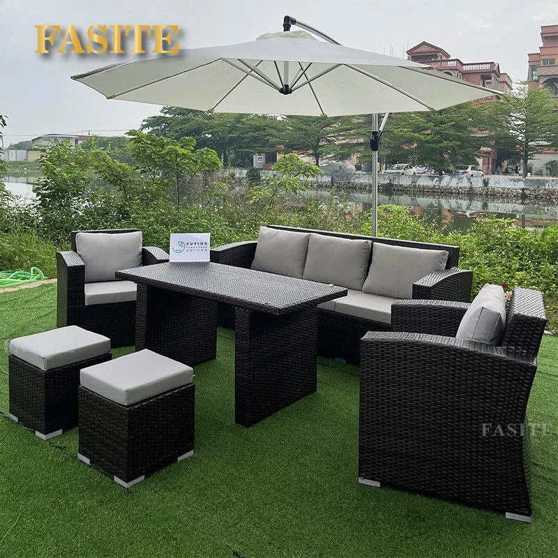 Garden outdoor beach rattan weaving leisure sofa chair outdoor furniture outdoor three-person rattan chair sofa