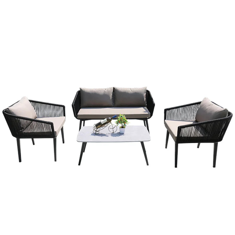 Outdoor Nordic Garden Sofas Hotel Balcony Combination Modern Garden Sofas Terrace Metal Furniture Divano Di Giardino MHHYSF