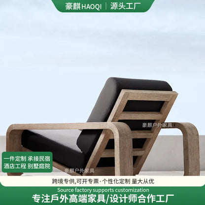 Nordic Outdoor Sofa Teak Sun Protection Waterproof Villa Garden Balcony Preservative Wood Outdoor Solid Wood Open-air Rattan Cha