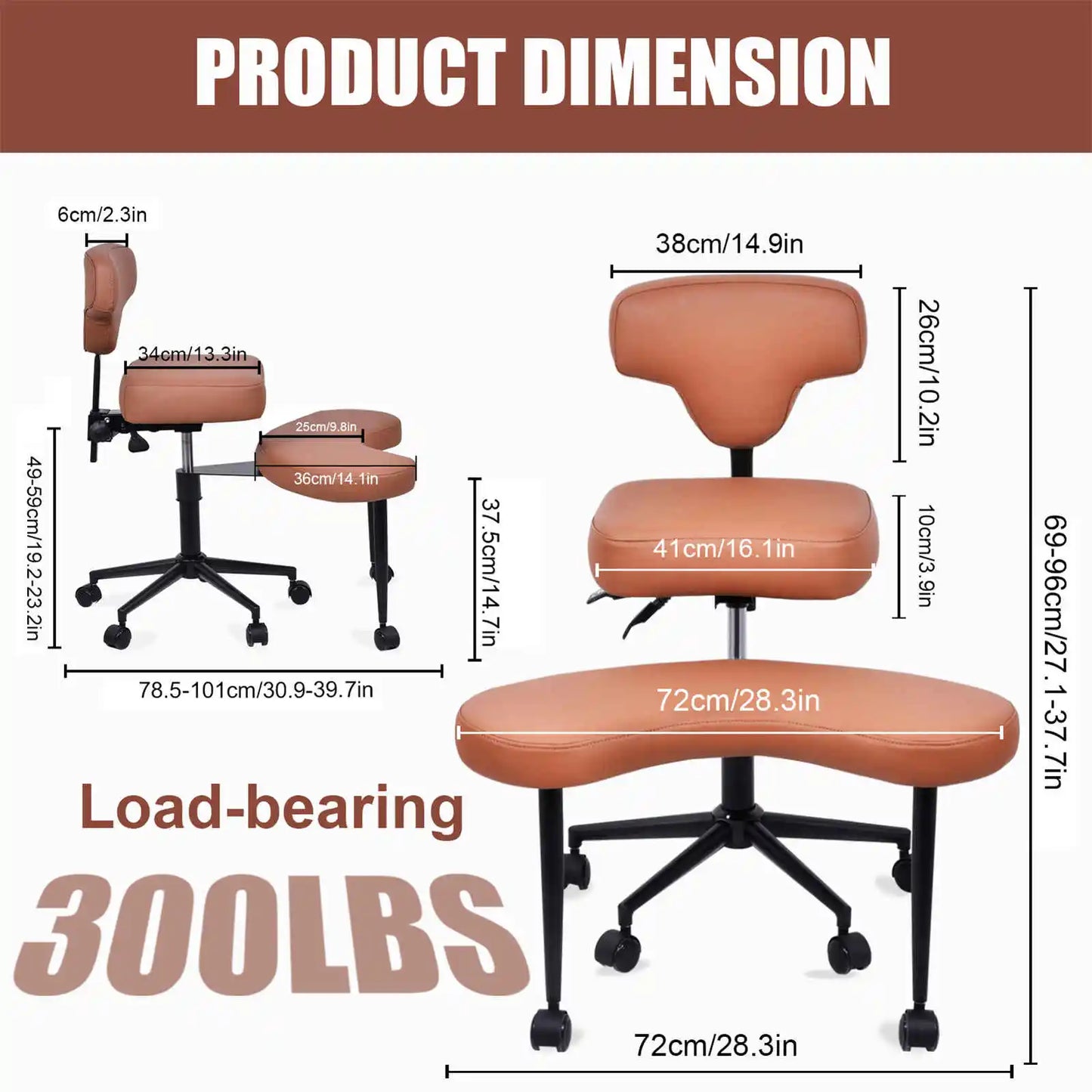 Cross Leg Chair - Meditation Chair with Wheels, ADHD Chair, Height Adjustable Seat, Adjustable Footstool