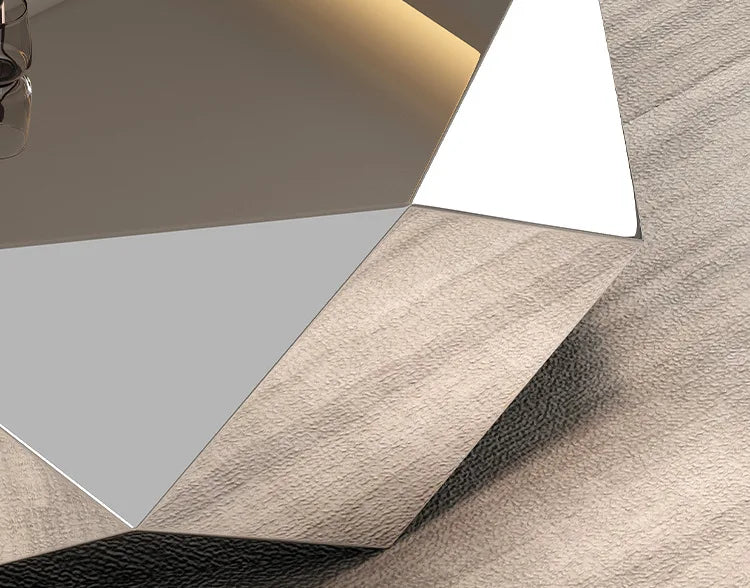 High End Living Room Home Designer Style, Light Luxury, Modern Minimalist, Irregular Stainless Steel Diamond Coffee Table