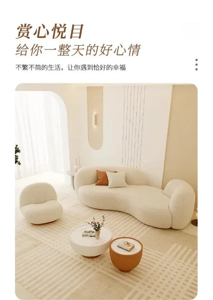 Cream wind sofa, new reception curved sofa in the living room