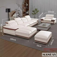 Customizable Premium Italian Genuine Leather Sofa Set for Living Room with Adjustable Headrests