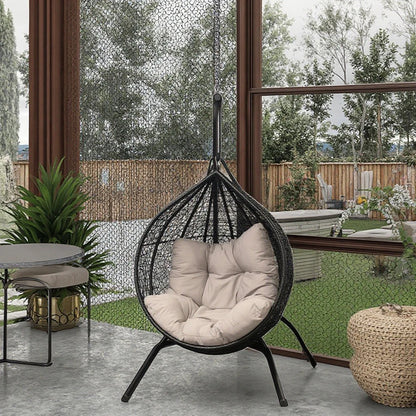 Modern Outdoor Garden Patio Courtyard Aluminium Metal Hanging Egg Swing With Stand Rattan Egg Swing Chair