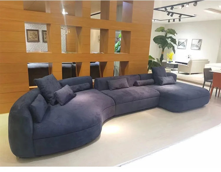 Curved sofa minimalist designer large corner fabric sofa combination