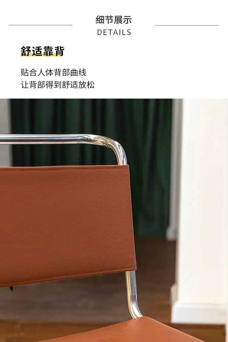 Nordic Minimalist Stainless Steel Dining Chair Armless Modern Simple Antique Furniture Wind Back Chair