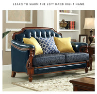 American first-layer leather sofa combination simple household solid wood corner villa L-shaped sofa