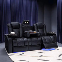 Luxury Dual Motor Recliner Sofa, LED, USB, Storage & Table