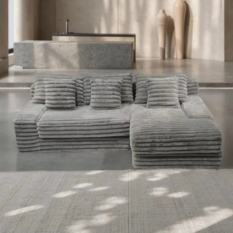 Modern New L-Shape Sofa for Living Room Compressed Furniture Compression Fabric Sectional Foam for Apartment Mall Villa School