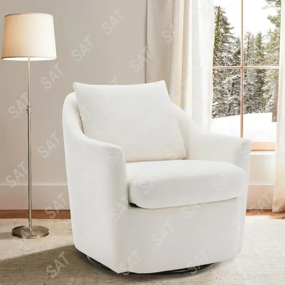 Linen Dining Chair with Casters Modern Storage Seat Design for Relaxing Upholstered Arm Chair, Single Sofa Chair