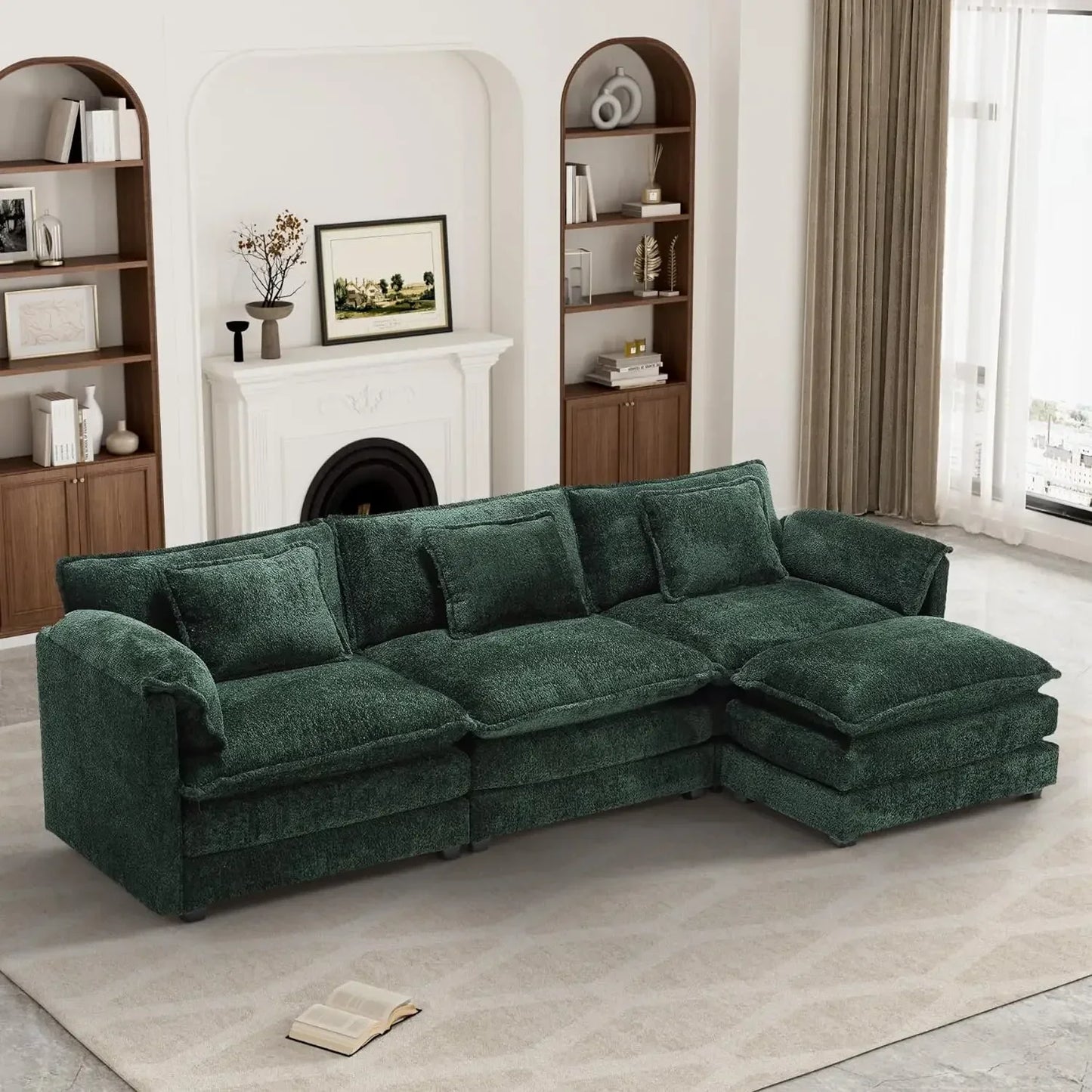 #For 112" Oversized Sectional Sofa Cloud Couch for Living Room, Chenille Modern Upholstery L Shape Sofa, Comfy Boucle Modular Sl