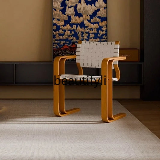 X Woven Vintage Solid Wood Retro Dining Chair Armchair New High-End