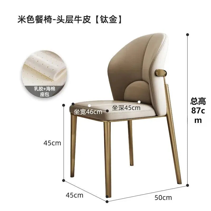 Italian Dining Chair Home Nordic Backrest Chair High-end Restaurant Stool Hotel Modern Simple Light Luxury Stainless Steel Chair