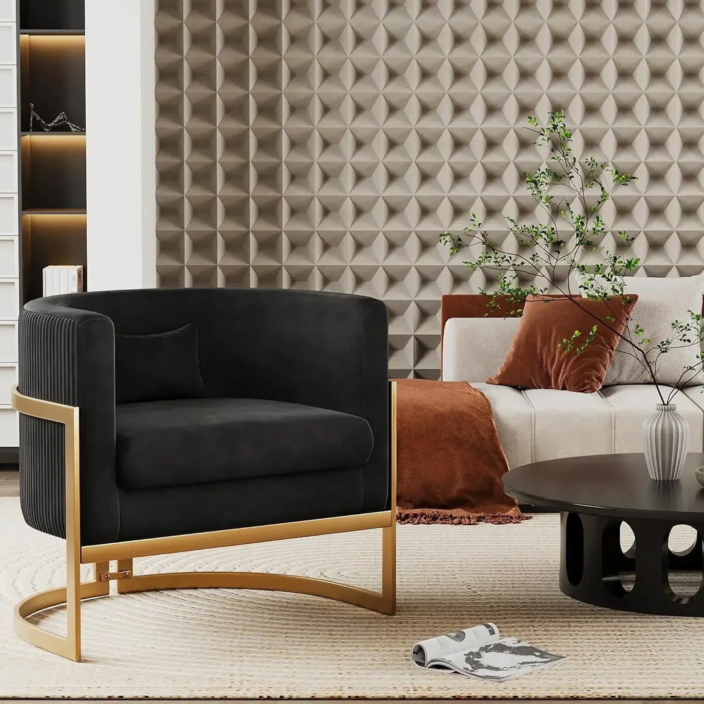 v Living Room Chair, Modern Gray Velvet Bucket Shaped Special Chair, Soft Padded Armchair, Bedroom Single Person Sofa