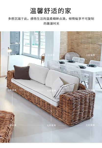 Outdoor sofa combination, courtyard tea table furniture, outdoor garden, waterproof, sun protection, rattan weaving, leisure