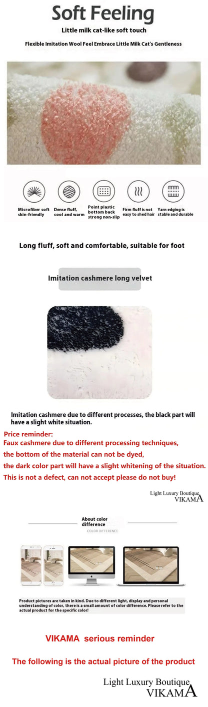 VIKAMA Light Luxury Cream Ins Style Soft Comfortable Absorbent Washed Quilt Living Room Bedroom Cloakroom Carpet Bedside Rug