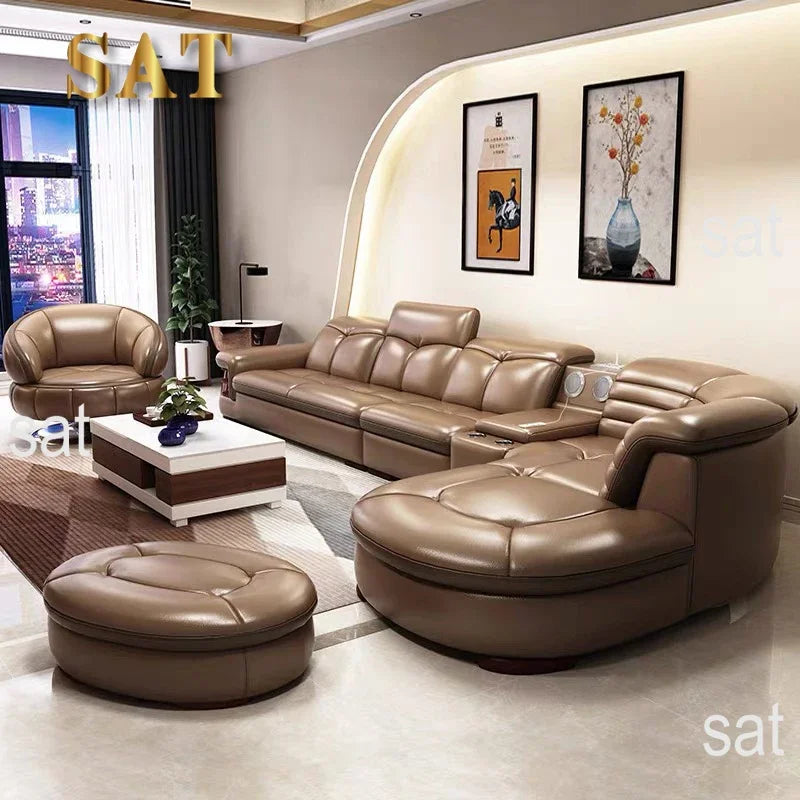 Contemporary Modern Leather Living Room Sectional Sofas Set 7 Seater Corner L Shaped Sofa Couch Bed Longue Indoor Furniture